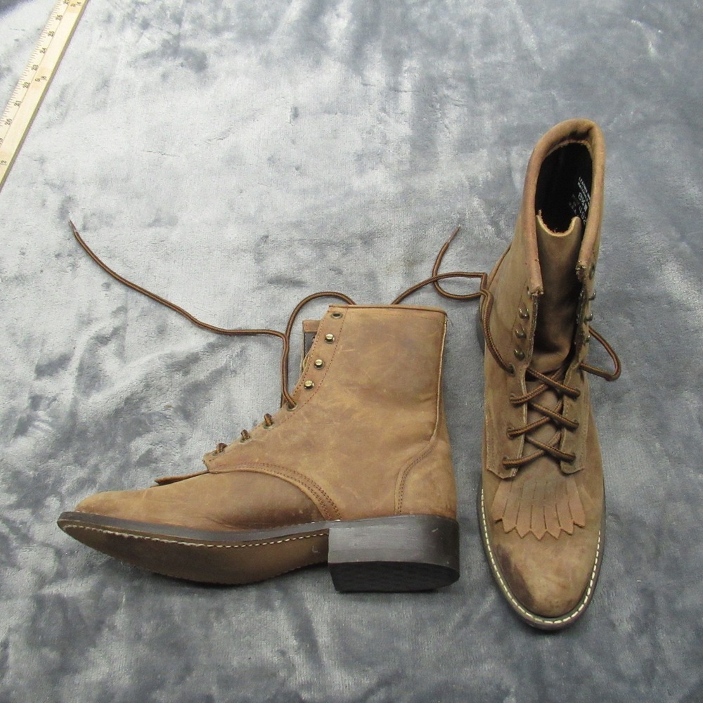 Laredo Women Boots 8.5W Brown Leather Kiltie Lace Cowgirl Riding Western VTG USA